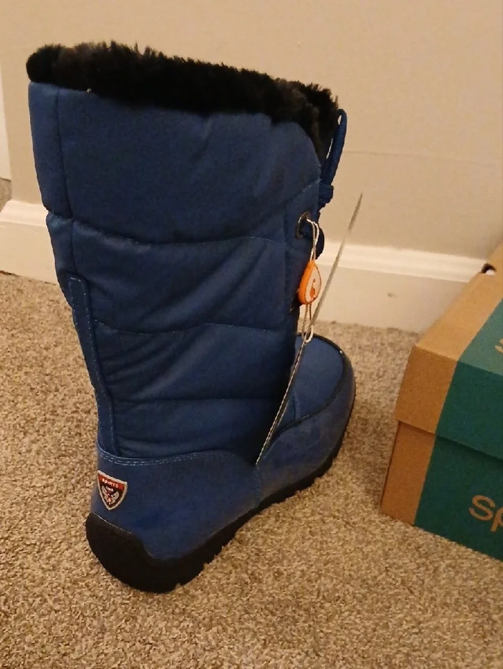 Sporto Women's Blue Faux-Fur Lined Winter Lace-Up Boot